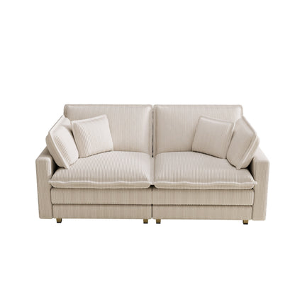 96 Corduroy Modern Classic 3-Seater Sofa - Deep Seat,With 4 Pillow For Living Room