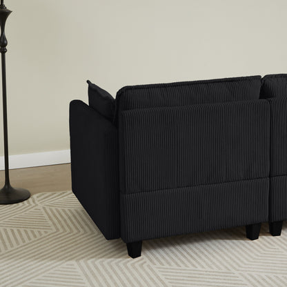 96 Corduroy Modern Classic 3-Seater Sofa - Deep Seat,With 4 Pillow For Living Room