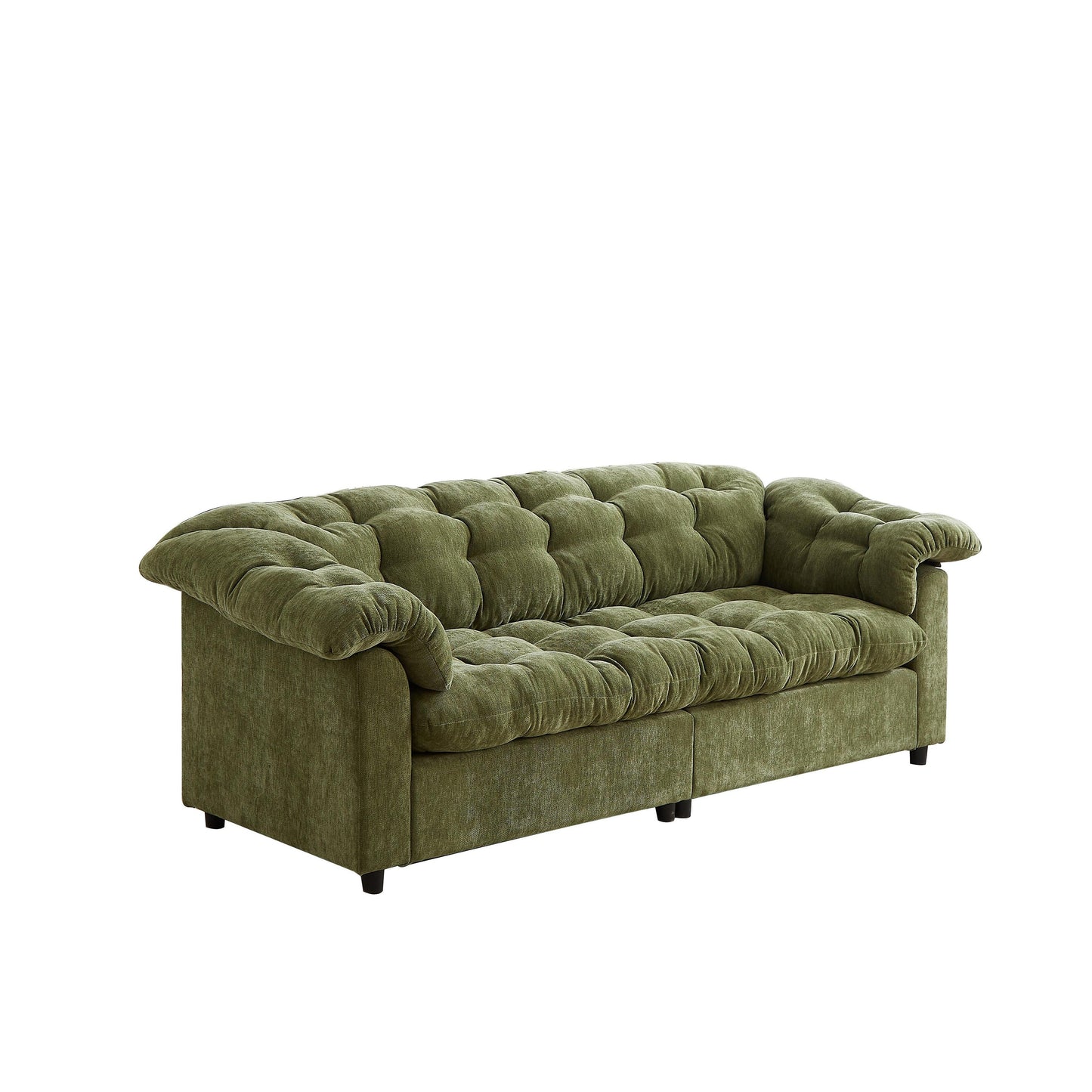 99.2 Fabric Modern Classic 3-Seater Sofa, Solid Wood Frame & Plush Cloud Cushioning
