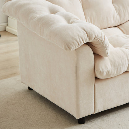 99.2 Fabric Modern Classic 3-Seater Sofa, Solid Wood Frame & Plush Cloud Cushioning