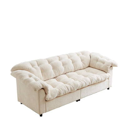 99.2 Fabric Modern Classic 3-Seater Sofa, Solid Wood Frame & Plush Cloud Cushioning