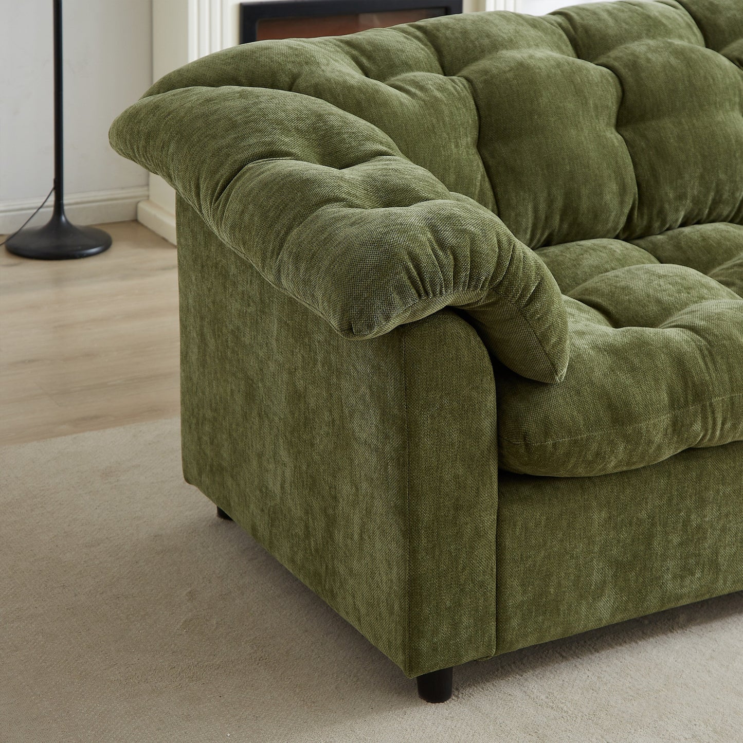99.2 Fabric Modern Classic 3-Seater Sofa, Solid Wood Frame & Plush Cloud Cushioning