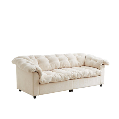 99.2 Fabric Modern Classic 3-Seater Sofa, Solid Wood Frame & Plush Cloud Cushioning