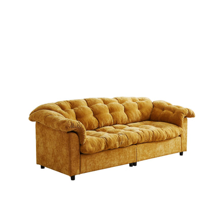 99.2 Fabric Modern Classic 3-Seater Sofa, Solid Wood Frame & Plush Cloud Cushioning