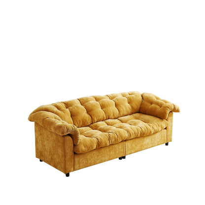 99.2 Fabric Modern Classic 3-Seater Sofa, Solid Wood Frame & Plush Cloud Cushioning