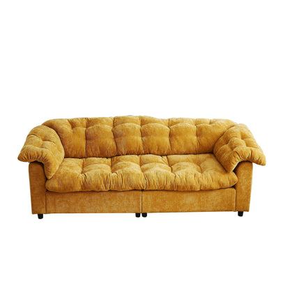 99.2 Fabric Modern Classic 3-Seater Sofa, Solid Wood Frame & Plush Cloud Cushioning