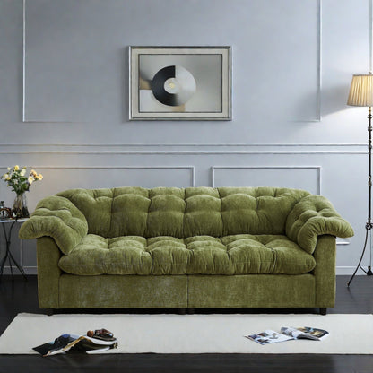 99.2 Fabric Modern Classic 3-Seater Sofa, Solid Wood Frame & Plush Cloud Cushioning