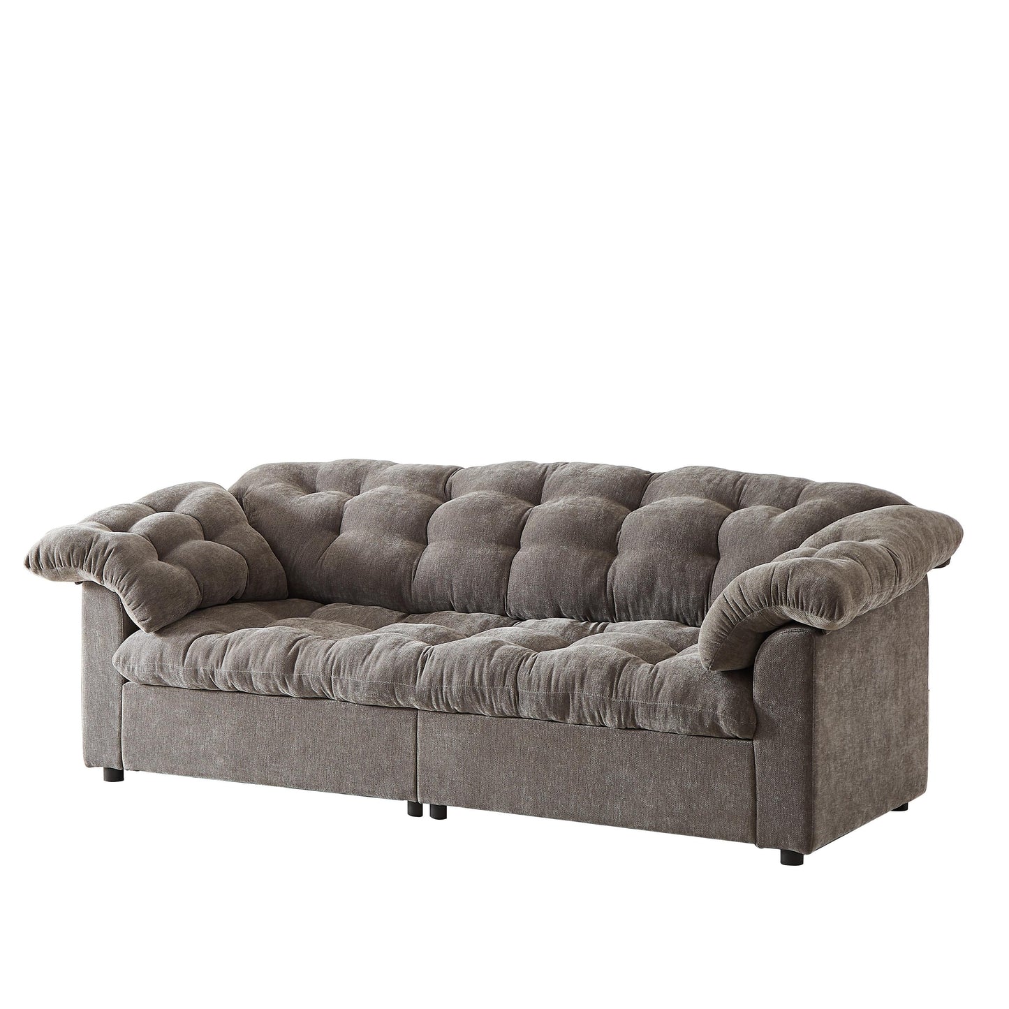 99.2 Fabric Modern Classic 3-Seater Sofa, Solid Wood Frame & Plush Cloud Cushioning