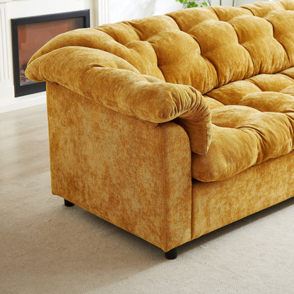 99.2 Fabric Modern Classic 3-Seater Sofa, Solid Wood Frame & Plush Cloud Cushioning