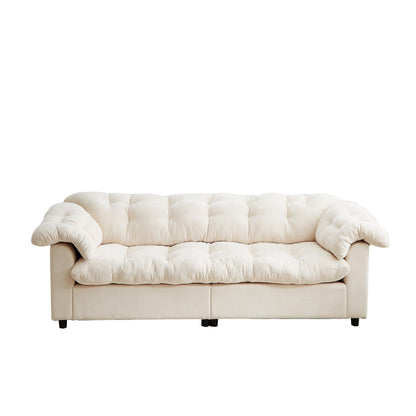 99.2 Fabric Modern Classic 3-Seater Sofa, Solid Wood Frame & Plush Cloud Cushioning