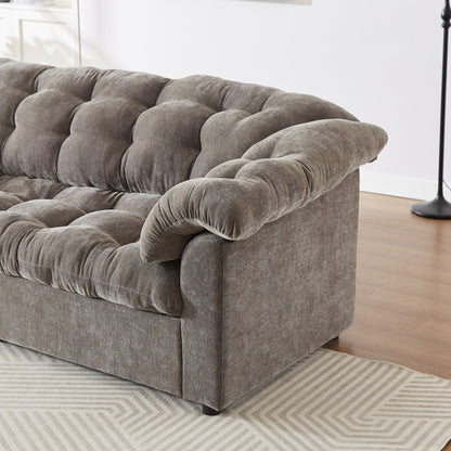 99.2 Fabric Modern Classic 3-Seater Sofa, Solid Wood Frame & Plush Cloud Cushioning