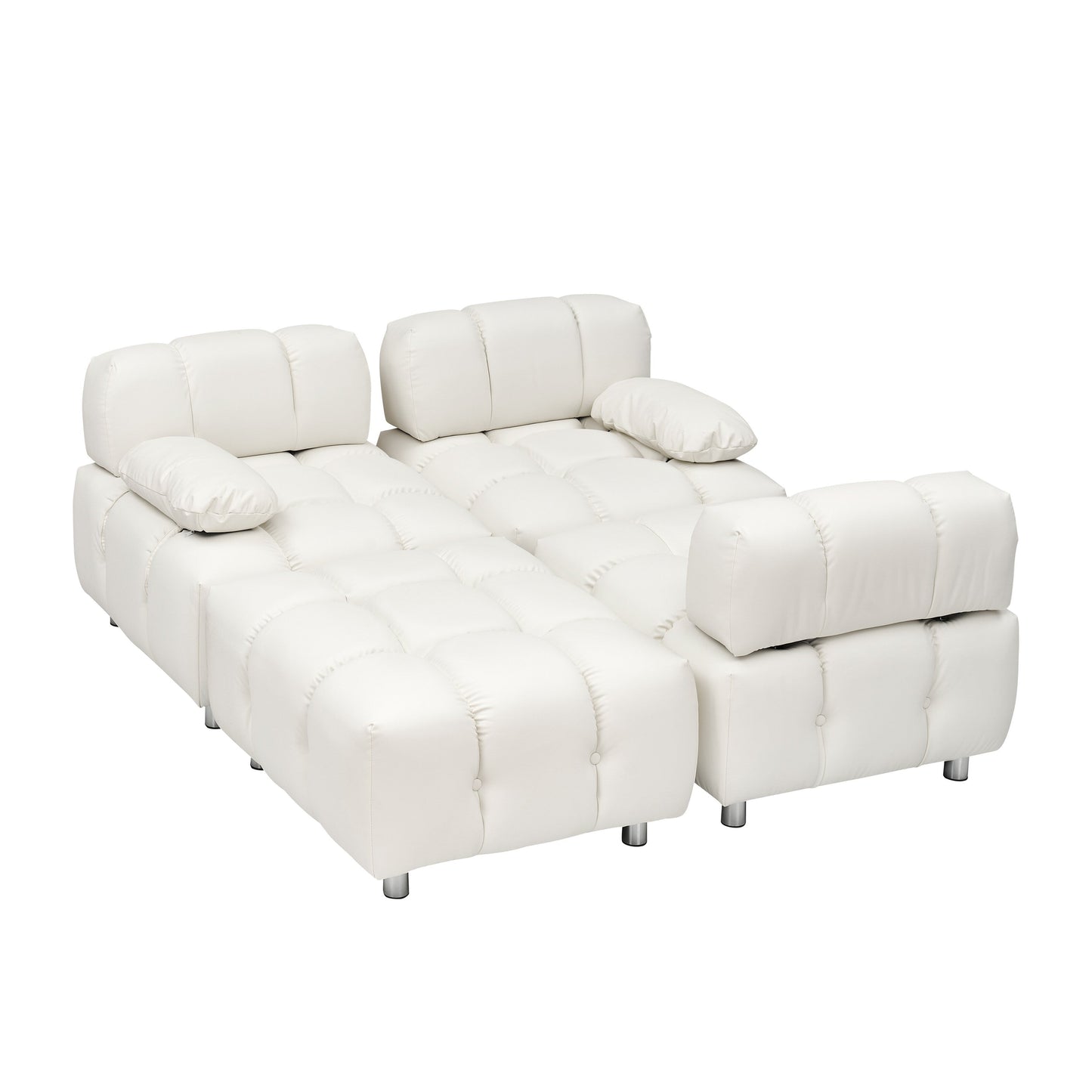A 90.60-inch technology cloth white sofa, waterproof, stain and cat scratch resistant