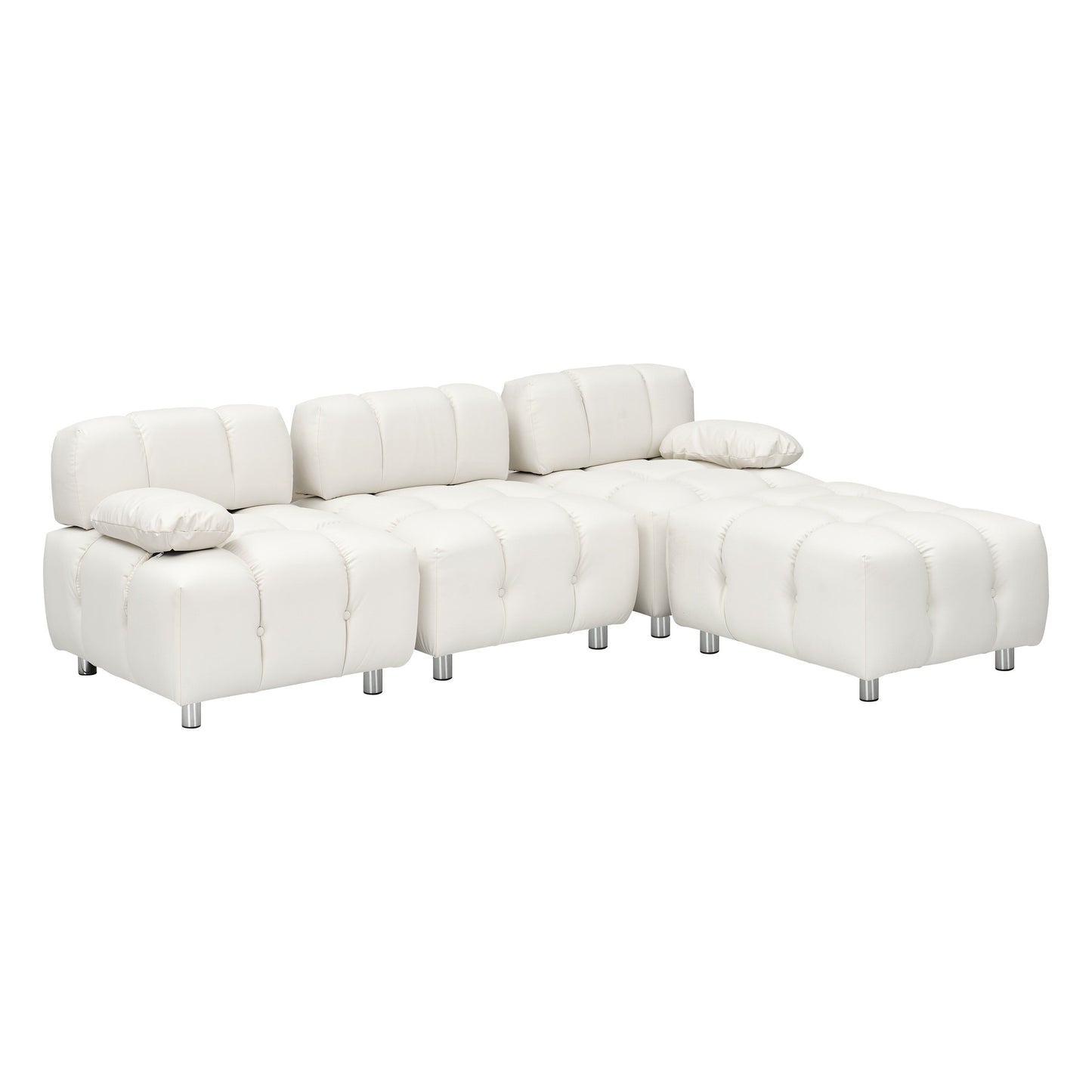 A 90.60-inch technology cloth white sofa, waterproof, stain and cat scratch resistant