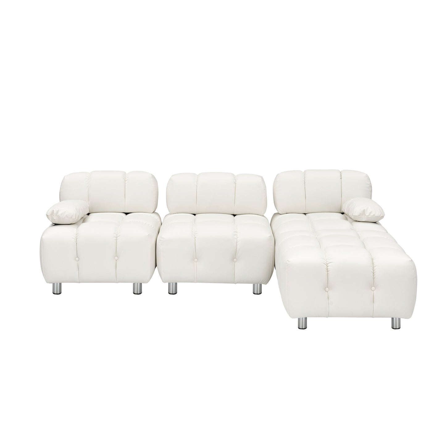 A 90.60-inch technology cloth white sofa, waterproof, stain and cat scratch resistant