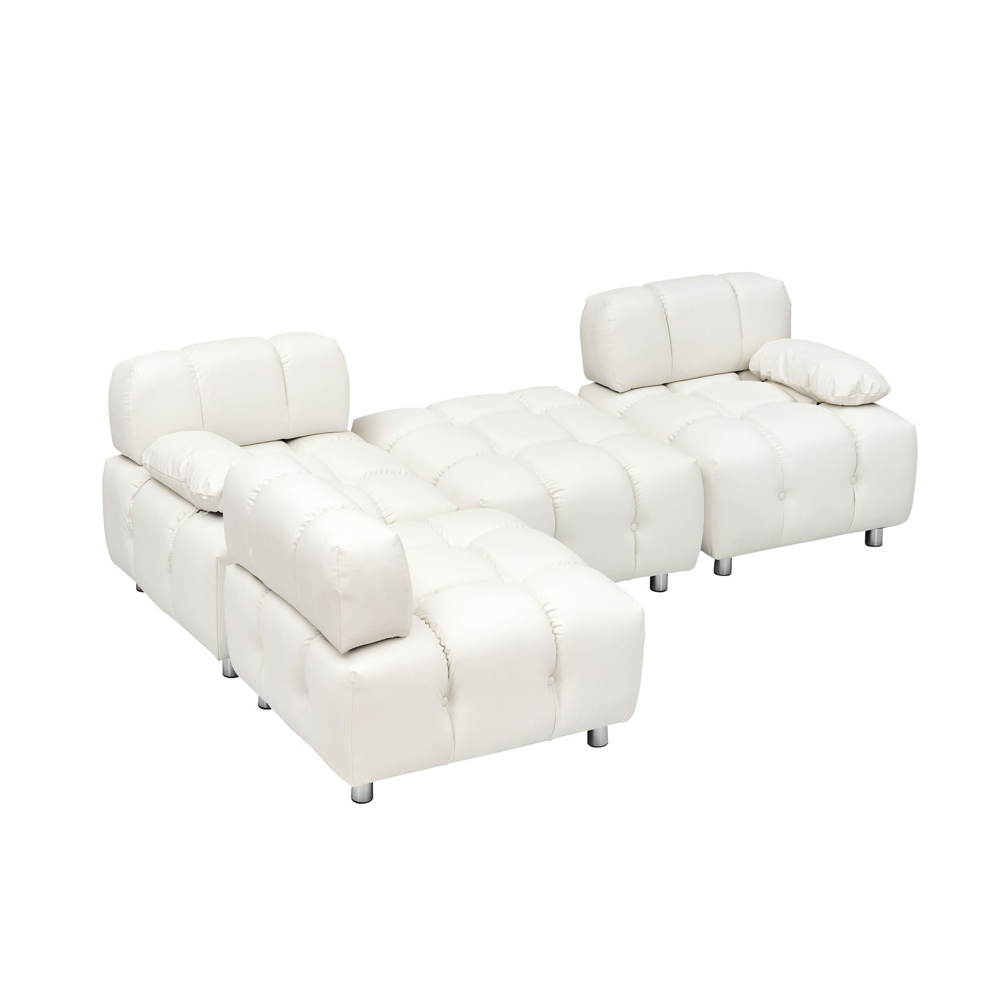 A 90.60-inch technology cloth white sofa, waterproof, stain and cat scratch resistant