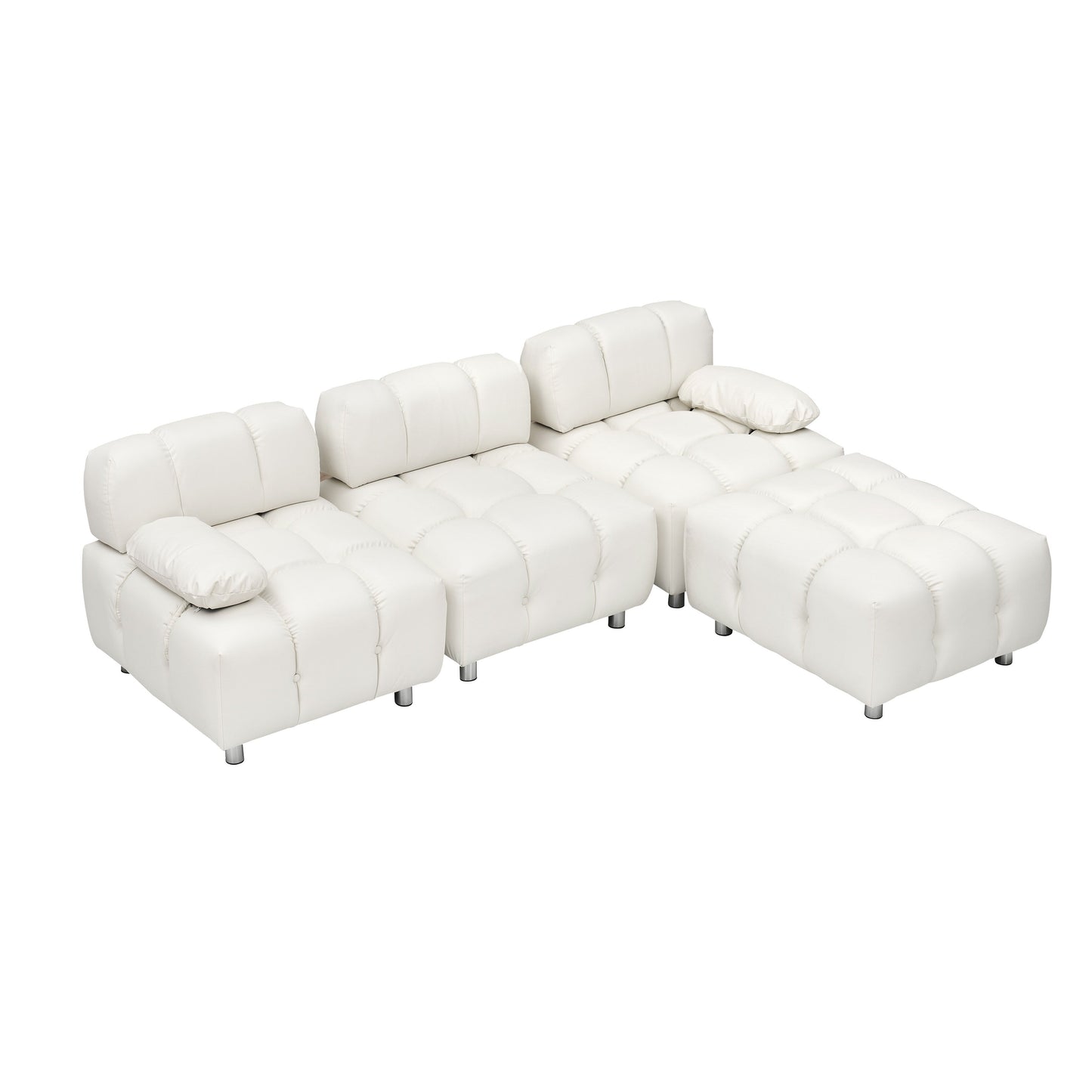 A 90.60-inch technology cloth white sofa, waterproof, stain and cat scratch resistant