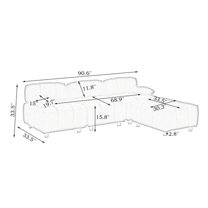A 90.60-inch technology cloth white sofa, waterproof, stain and cat scratch resistant