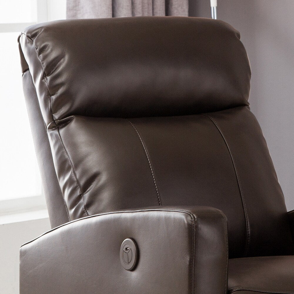 AC Pacific Modern Faux Leather Small Powered Reading Recliner