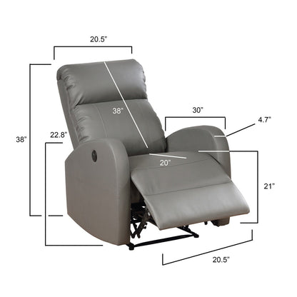 AC Pacific Modern Faux Leather Small Powered Reading Recliner