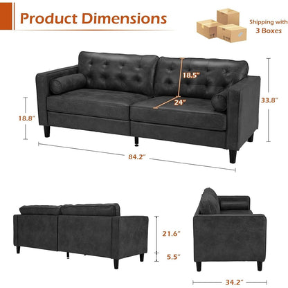 AECOJOY 84.2 Mid Century Modern Sofa with 2 Bolster Pillows