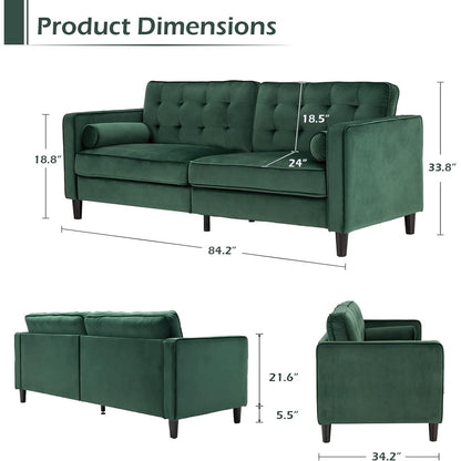 AECOJOY 84.2 Mid Century Modern Sofa with 2 Bolster Pillows