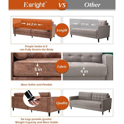 AECOJOY 84.2 Mid Century Modern Sofa with 2 Bolster Pillows