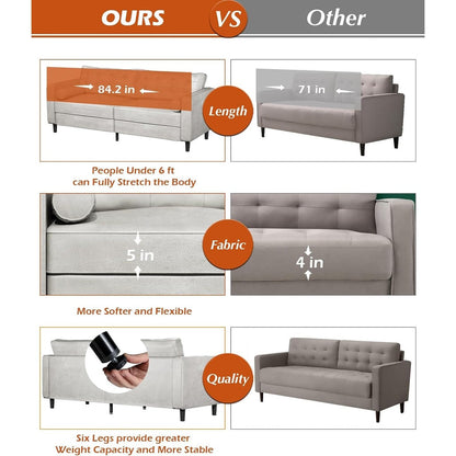 AECOJOY 84.2 Mid Century Modern Sofa with 2 Bolster Pillows