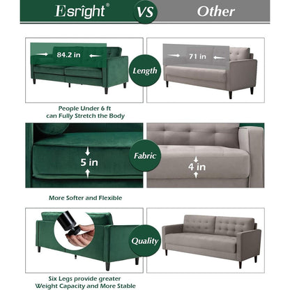 AECOJOY 84.2 Mid Century Modern Sofa with 2 Bolster Pillows