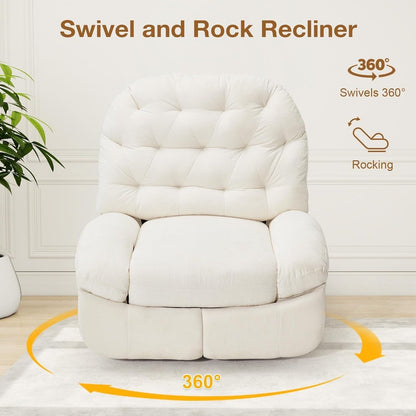 AECOJOY Oversized Recliner Chair, 360° Swivel Rocking Glider, Chenille Rocker for Adults, Modern Ergonomic Chaise Lounge Sofa