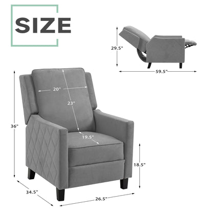 AVAWING Set of 2 Push Back Recliner Chair Linen Wing Back Chair