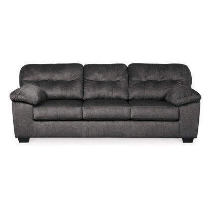 Acai Sofa, Tufted Box Cushions, Pillow Arms, Gray Polyester 94 Inch