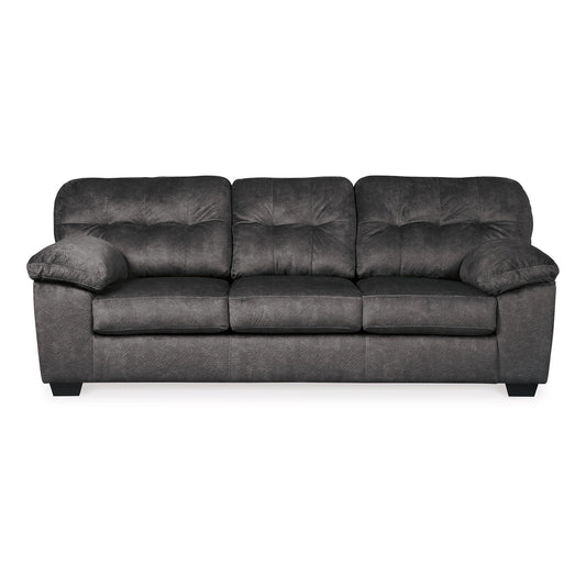 Acai Sofa, Tufted Box Cushions, Pillow Arms, Gray Polyester 94 Inch