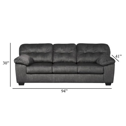 Acai Sofa, Tufted Box Cushions, Pillow Arms, Gray Polyester 94 Inch