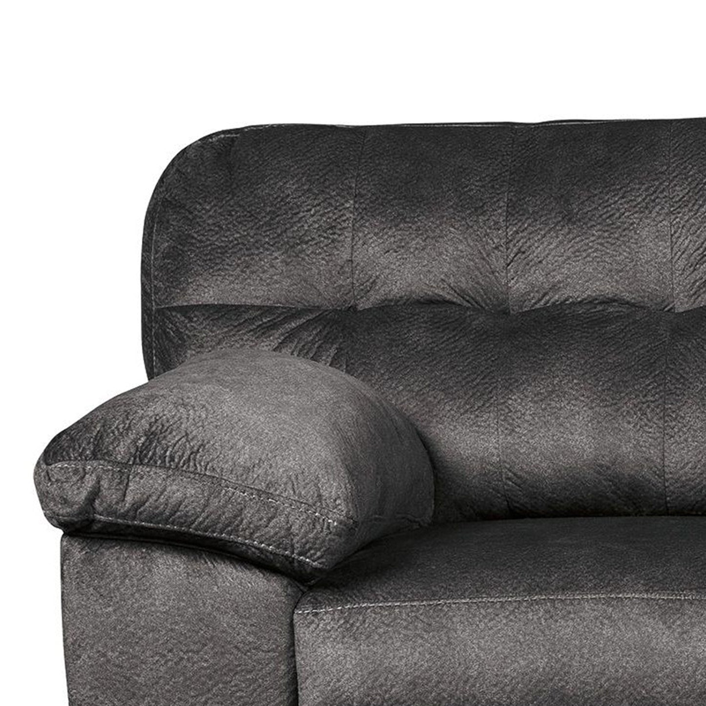 Acai Sofa, Tufted Box Cushions, Pillow Arms, Gray Polyester 94 Inch