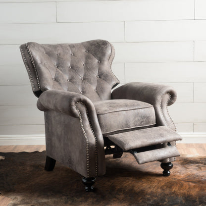 Accented Push Back Recliner Chair with Rolled Arms, Enjoy Cocooning Comfort