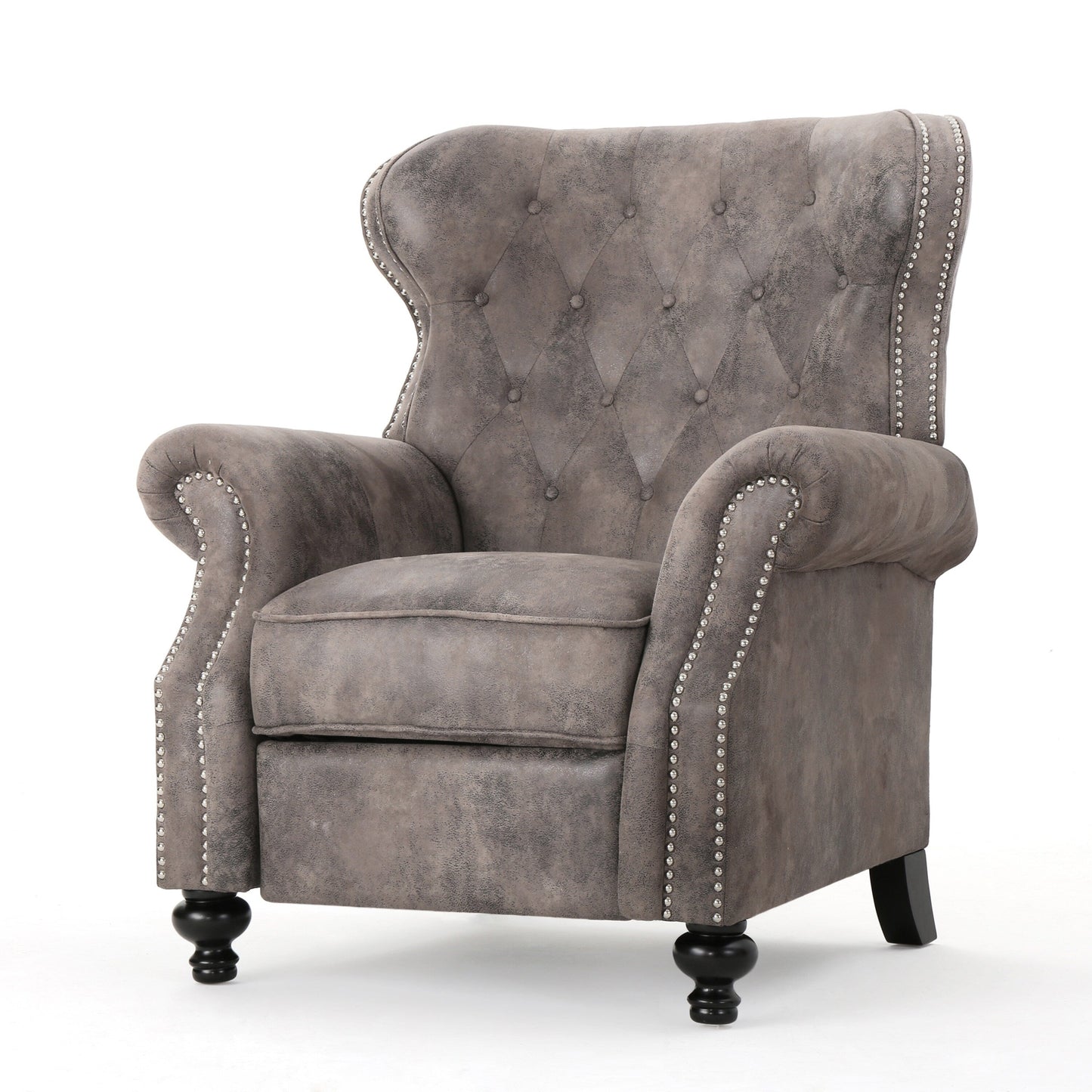 Accented Push Back Recliner Chair with Rolled Arms, Enjoy Cocooning Comfort