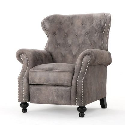 Accented Push Back Recliner Chair with Rolled Arms, Enjoy Cocooning Comfort