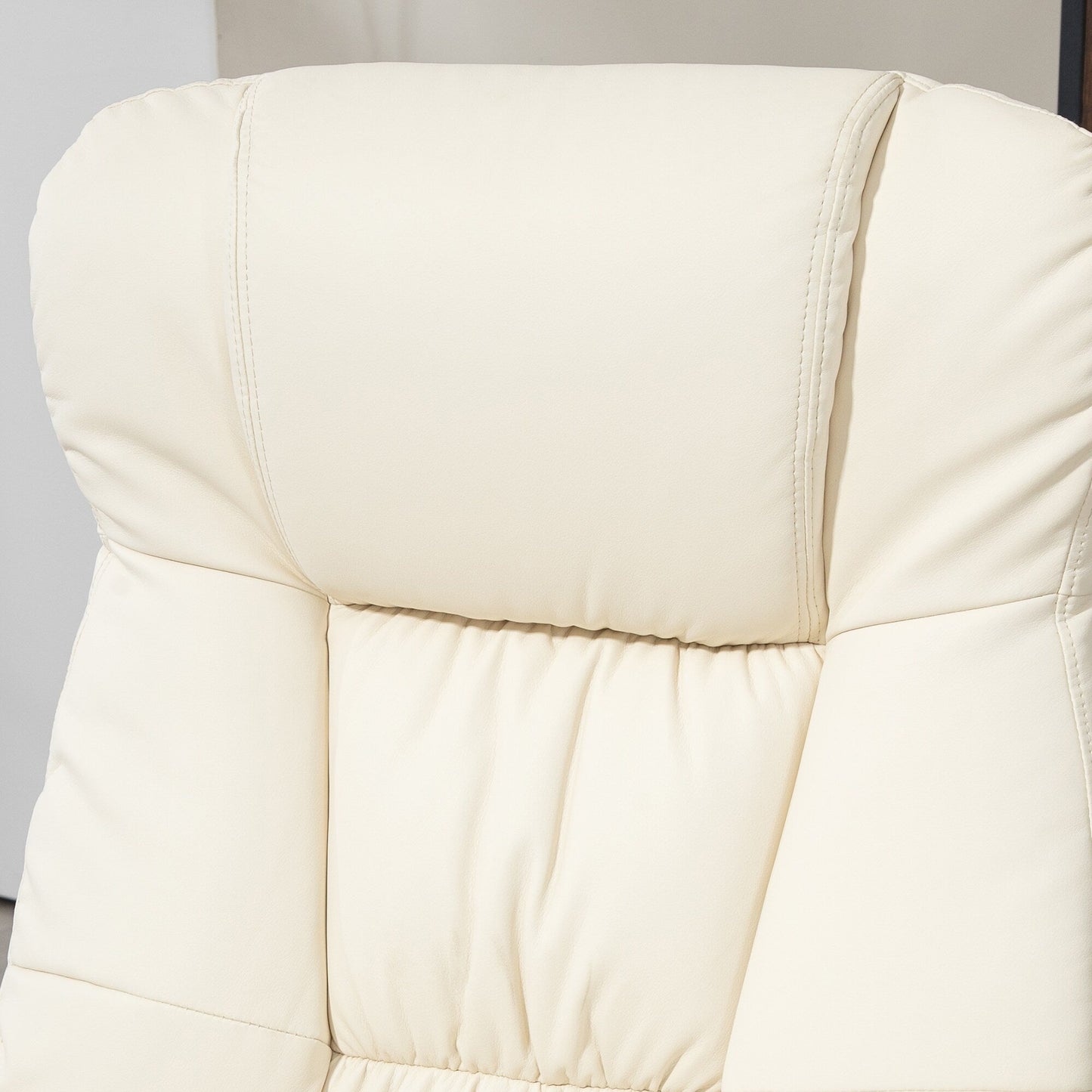 Adjustable PU Leather Lounge Chair Swivel Recliner Chair Padded High Back Armchair with Ottoman and Wood Base