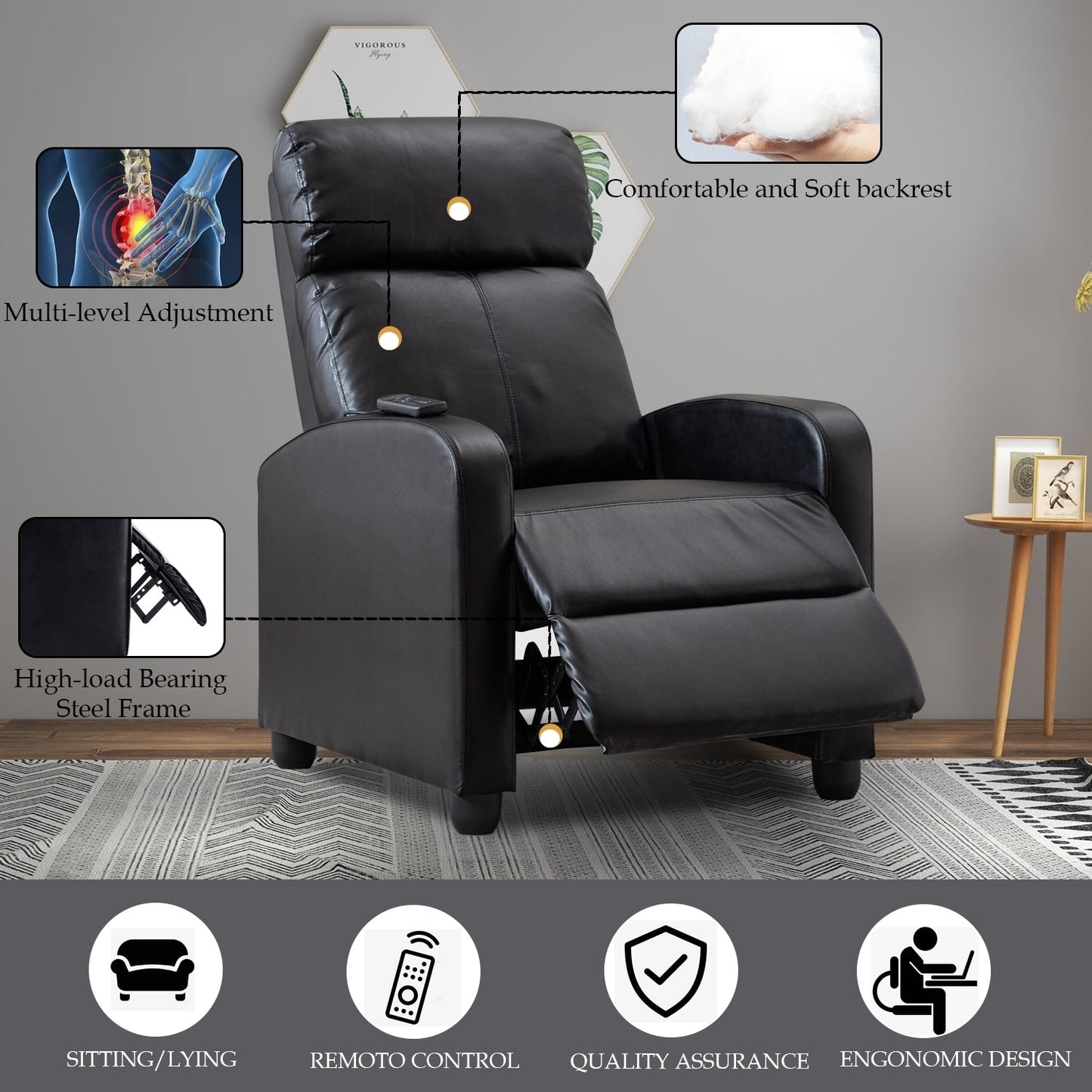 Adjustable Push Back Recliners for Living Room