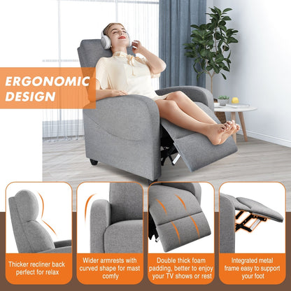 Adjustable Recliner Chair with 8 Massage Modes and Lumbar Support for Relaxation and Home Theater Use