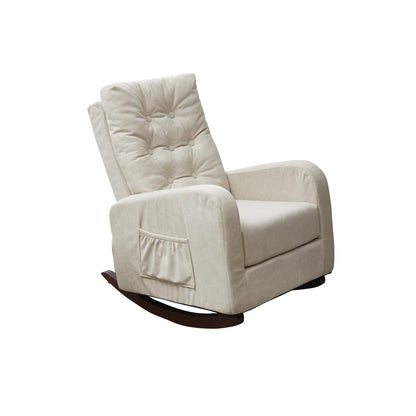 Adjustable Reclining Sofa Chair with Sturdy Wood Legs, High Back Support, and Side Storage Options