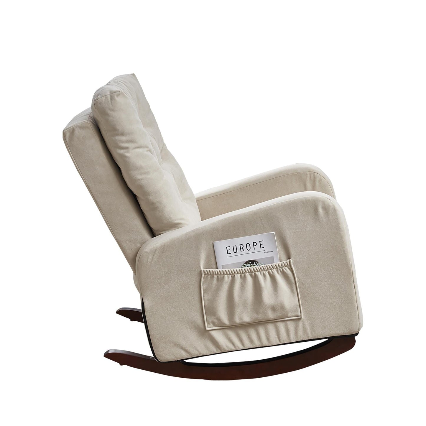 Adjustable Reclining Sofa Chair with Sturdy Wood Legs, High Back Support, and Side Storage Options