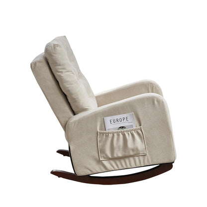 Adjustable Reclining Sofa Chair with Sturdy Wood Legs, High Back Support, and Side Storage Options