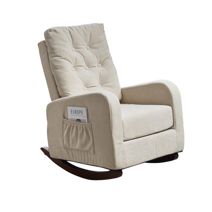 Adjustable Reclining Sofa Chair with Sturdy Wood Legs, High Back Support, and Side Storage Options