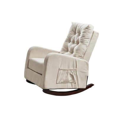 Adjustable Reclining Sofa Chair with Sturdy Wood Legs, High Back Support, and Side Storage Options