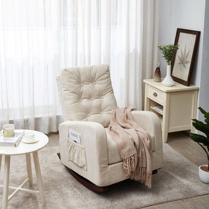 Adjustable Reclining Sofa Chair with Sturdy Wood Legs, High Back Support, and Side Storage Options