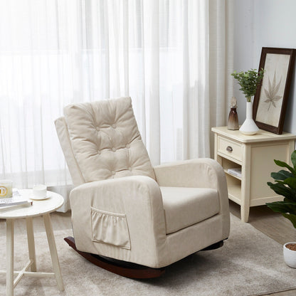 Adjustable Reclining Sofa Chair with Sturdy Wood Legs, High Back Support, and Side Storage Options