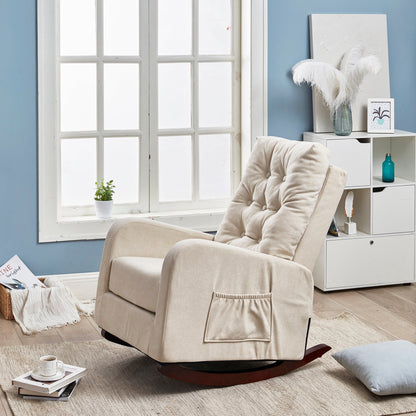 Adjustable Reclining Sofa Chair with Sturdy Wood Legs, High Back Support, and Side Storage Options