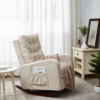 Adjustable Reclining Sofa Chair with Sturdy Wood Legs, High Back Support, and Side Storage Options