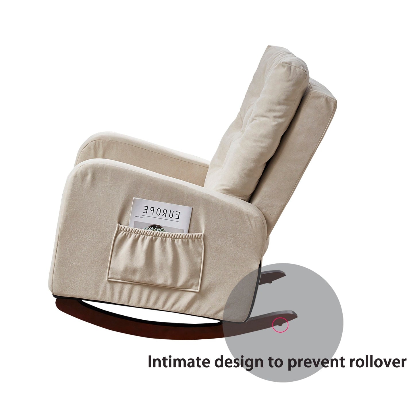Adjustable Reclining Sofa Chair with Sturdy Wood Legs, High Back Support, and Side Storage Options